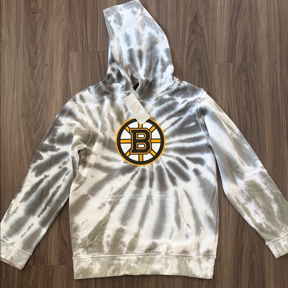 NHL NWT Boston Bruins boys Hoodie L 12/14 Logo tie dye sweatshirt